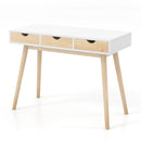 Computer Desk with 3 Drawers and Solid Rubber Wood Legs for Home Office by LJGDeals