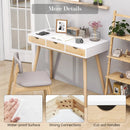 Computer Desk with 3 Drawers and Solid Rubber Wood Legs for Home Office by LJGDeals