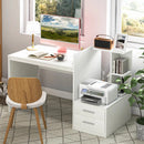 Computer Desk Home Office with Bookshelf and Drawers-White by LJGDeals