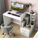 Computer Desk Home Office with Bookshelf and Drawers-White by LJGDeals