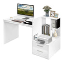 Computer Desk Home Office with Bookshelf and Drawers-White by LJGDeals