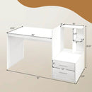 Computer Desk Home Office with Bookshelf and Drawers-White by LJGDeals