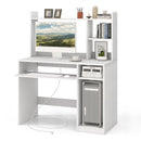 Home Office Computer Desk with Bookcase Keyboard Tray and CPU Stand by LJGDeals