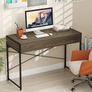 Computer Desk with 2 Drawers 44 Inch Home Office Desk with Metal Frame-Oak by LJGDeals