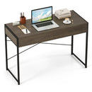 Computer Desk with 2 Drawers 44 Inch Home Office Desk with Metal Frame-Oak by LJGDeals