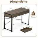 Computer Desk with 2 Drawers 44 Inch Home Office Desk with Metal Frame-Oak by LJGDeals