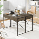 Computer Desk with 2 Drawers 44 Inch Home Office Desk with Metal Frame-Oak by LJGDeals