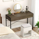 Computer Desk with 2 Drawers 44 Inch Home Office Desk with Metal Frame-Oak by LJGDeals