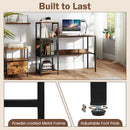 Computer Desk with Bookshelf Home Office Desk with Storage Cabinet and Shelves-Rustic Brown