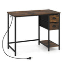 Computer Desk with Charging Station and 2 Fabric Drawers for Small Spaces by LJGDeals
