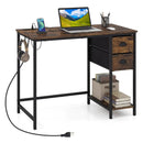 Computer Desk with Charging Station and 2 Fabric Drawers for Small Spaces by DirectDeals