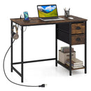 Computer Desk with Charging Station and 2 Fabric Drawers for Small Spaces by LJGDeals