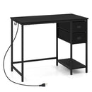 Computer Desk with Charging Station and 2 Fabric Drawers for Small Spaces by LJGDeals