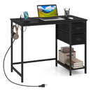 Computer Desk with Charging Station and 2 Fabric Drawers for Small Spaces by LJGDeals