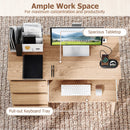 Computer Desk with Power Outlet Keyboard Tray and 3 Large Drawers-Natural