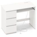 Computer Desk with Power Outlet Keyboard Tray and 3 Large Drawers by LJGDeals