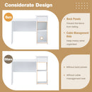 Computer Desk with Drawer Modern Laptop PC Desk with Adjustable Shelf and Cable Hole-White