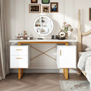 51 Inch Computer Desk with Floating Desktop and Dual Drawers-White by DirectDeals
