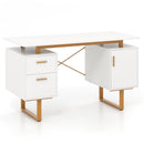 51 Inch Computer Desk with Floating Desktop and Dual Drawers-White by LJGDeals