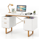 51 Inch Computer Desk with Floating Desktop and Dual Drawers-White by LJGDeals