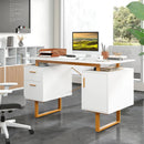 51 Inch Computer Desk with Floating Desktop and Dual Drawers-White by LJGDeals