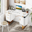 51 Inch Computer Desk with Floating Desktop and Dual Drawers-White by DirectDeals