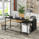 L-shaped Computer Desk with Power Outlet for Working Studying Gaming by LJGDeals