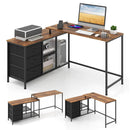 L-shaped Computer Desk with Power Outlet for Working Studying Gaming by LJGDeals