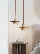 Conical Travertine Ring Pendant Lamp