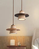 Conical Travertine Ring Pendant Lamp