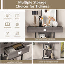 Console Table with Drawer and 2-Tier Shelves for Entryway Living Room-Gray