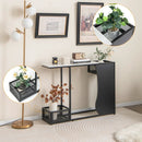 43.5 Inch Console Table with Plant Position and Faux Marble Top-Black by LJGDeals