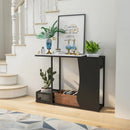 43.5 Inch Console Table with Plant Position and Faux Marble Top-Black by LJGDeals