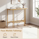 Console Table 44-Inch Entryway Table with Faux Marble Tabletop and Heavy-Duty Metal Frame by DirectDeals