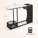 43.5 Inch Console Table with Plant Position and Faux Marble Top-Black