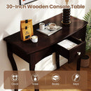 Console Table with Drawer and Solid Wood Frame-Espresso by LJGDeals