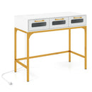 Console Table with LED Lighting and Charging Station for Living Room and Hallway by LJGDeals