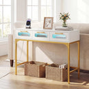 Console Table with LED Lighting and Charging Station for Living Room and Hallway by LJGDeals