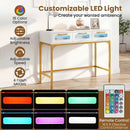 Console Table with LED Lighting and Charging Station for Living Room and Hallway by LJGDeals