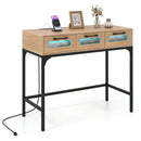 Console Table with LED Lighting and Charging Station for Living Room and Hallway by LJGDeals