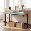 Console Table with LED Lighting and Charging Station for Living Room and Hallway by LJGDeals