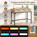 Console Table with LED Lighting and Charging Station for Living Room and Hallway by LJGDeals