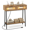 Console Table with LED Lights and Open Shelf - Natural by LJGDeals
