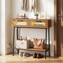 Console Table with LED Lights and Open Shelf - Natural by LJGDeals