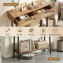 Console Table with LED Lights and Open Shelf - Natural by LJGDeals