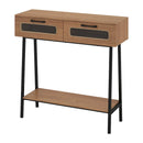 Console Table with LED Lights and Open Shelf - Natural by LJGDeals