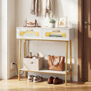Console Table with LED Lights and Open Shelf - White & Gold by LJGDeals