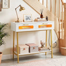 Console Table with LED Lights and Open Shelf - White & Gold by LJGDeals
