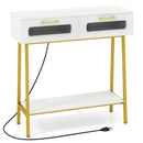 Console Table with LED Lights and Open Shelf - White & Gold by LJGDeals