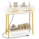 Console Table with LED Lights and Open Shelf - White & Gold by LJGDeals